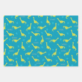 Speciaal blauw dinosauruspatroon inpakpapier vel (Voorkant)