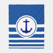 Speciaal blauw en wit gestreept marineblauw anker fleece deken (Voorkant)