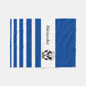Speciaal blauw en wit gestreept Penguin Sailor Fleece Deken (Voorkant (Horizontaal))