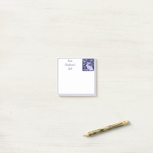 Speciaal blauw en witbunny Rabbit Tegel Delft Post-it® Notes (Op bureau)