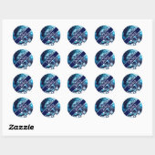 Speciaal blauw en witte marmervochtige kunst ronde sticker (Vel)