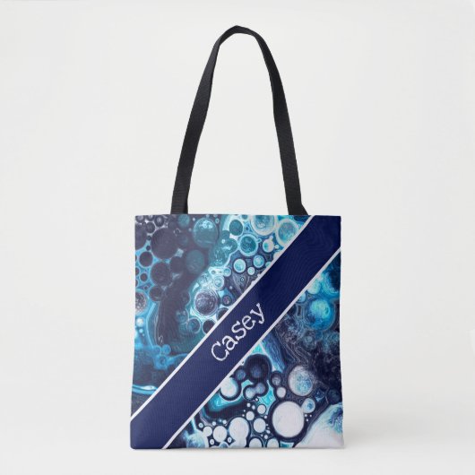 Speciaal blauw en witte marmervochtige kunst tote bag (Voorkant)