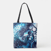 Speciaal blauw en witte marmervochtige kunst tote bag (Achterkant)