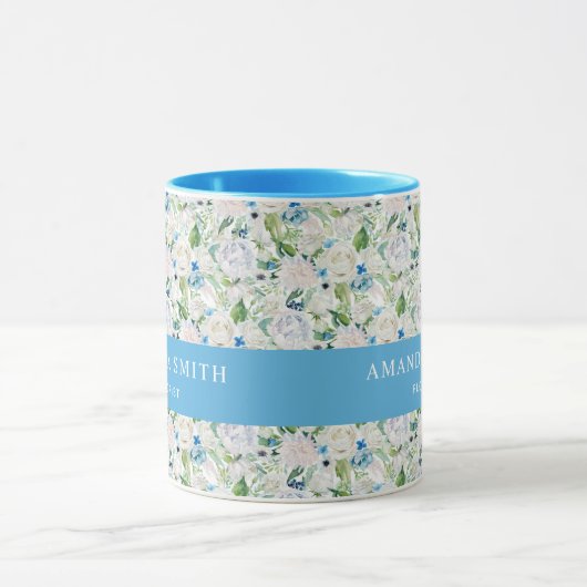 Speciaal Blauw en Witte Rose Elegant Florist Mok (Midden)