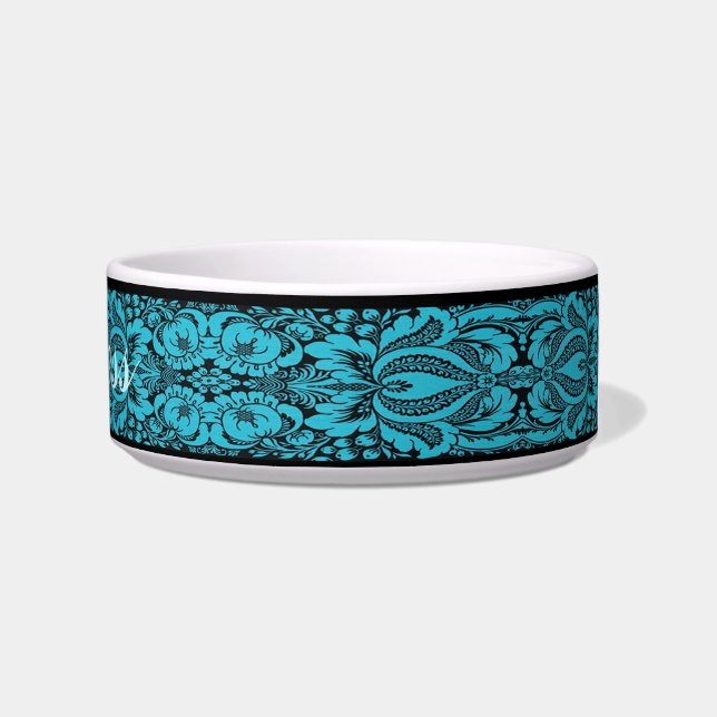 Speciaal blauw Fantasy Floral Pet Bowl Voerbakje (Rechts)