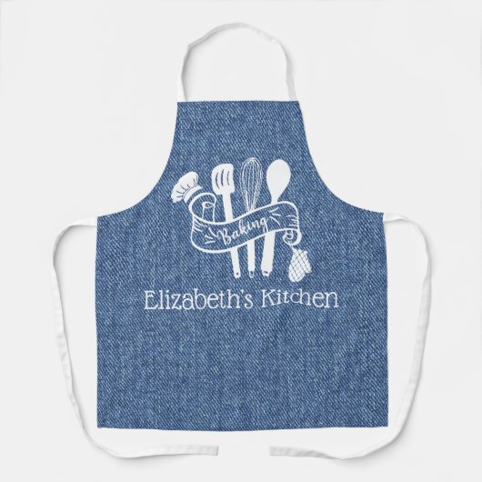 Speciaal blauw Faux Denim-bakgereedschap Schort (Voorkant)