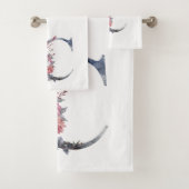 Speciaal Blauw Floral Monogram C Bad Handdoek (Insitu)