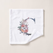 Speciaal Blauw Floral Monogram C Bad Handdoek (Wasdoekje)