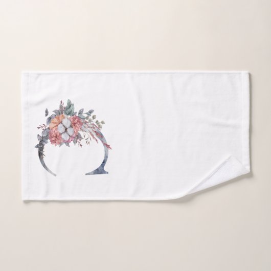 Speciaal Blauw Floral Monogram C Bad Handdoek (Handdoek)