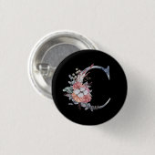 Speciaal Blauw Floral Monogram C Ronde Button 3,2 Cm (Voorkant /achterkant)