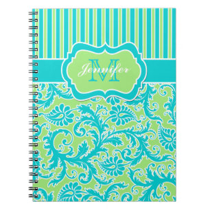 Speciaal blauw groen gestreept Notitieboek