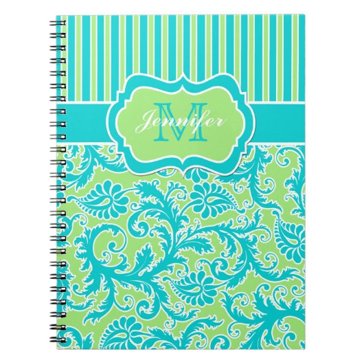 Speciaal blauw groen gestreept Notitieboek (Voorkant)