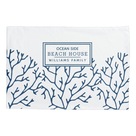 Speciaal Blauw Koraal Patroon - Kieuwhuis Kussensloop (Achterkant)