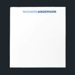 Speciaal Blauw modern Vet lettertype voor zijn naa Notitieblok<br><div class="desc">Het ontwerp kenmerkt uw eerste en familienaam in een gewaagde doopvonttypografie en twee verschillende schaduwen van blauw. U kunt de kleuren verder aanpassen met de optie 'Aanpassen'.</div>