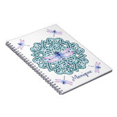 Speciaal Blauw Paars Mandala Dragonfly White Notitieboek (Rechterzijde)