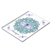 Speciaal Blauw Paars Mandala Dragonfly White Notitieboek (Linkerzijde)