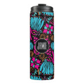 Speciaal blauw roze Paarse Floral Pattern Thermosbeker (Voorkant)