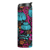 Speciaal blauw roze Paarse Floral Pattern Thermosbeker (Gedraaid links)