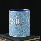 Speciaal blauw, sparkly glitter met naam Koffie Mok