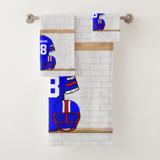 Speciaal Blauw Wit Football Jersey Bad Handdoek (Insitu)