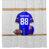 Speciaal Blauw Wit Football Jersey Douchegordijn (Voorkant)