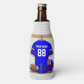 Speciaal Blauw Wit Football Jersey Flesjeskoeler (Fles Voorkant)