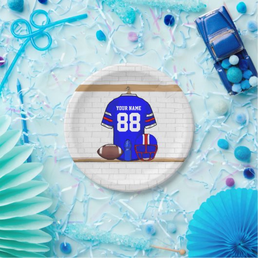 Speciaal Blauw Wit Football Jersey Papieren Bordje (Feest)