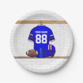 Speciaal Blauw Wit Football Jersey Papieren Bordje (Voorkant)