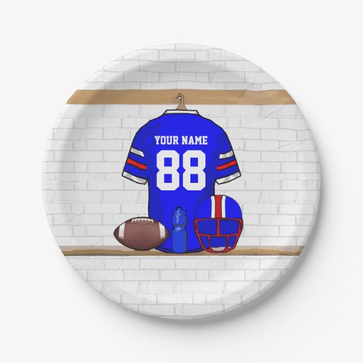 Speciaal Blauw Wit Football Jersey Papieren Bordje (Voorkant)