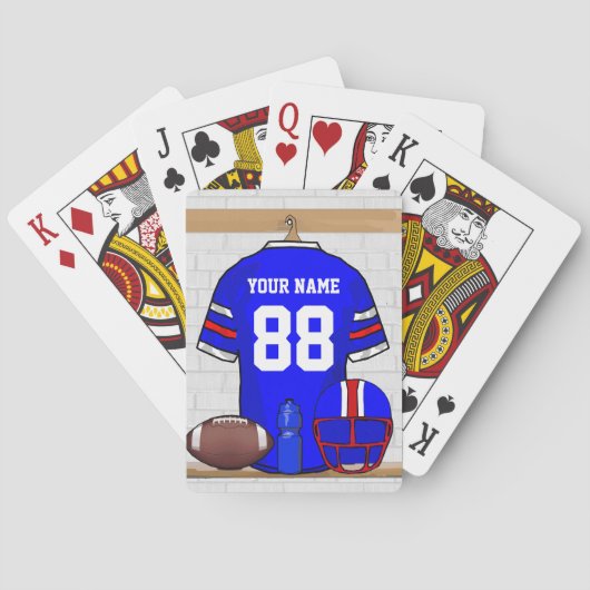 Speciaal Blauw Wit Football Jersey Pokerkaarten (Achterkant)