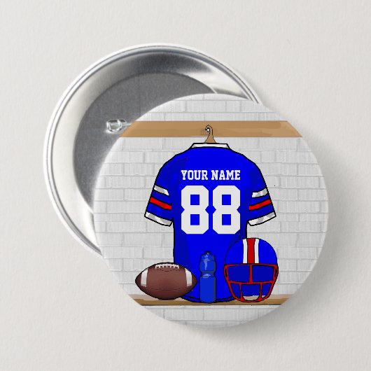 Speciaal Blauw Wit Football Jersey Ronde Button 7,6 Cm (Voorkant /achterkant)