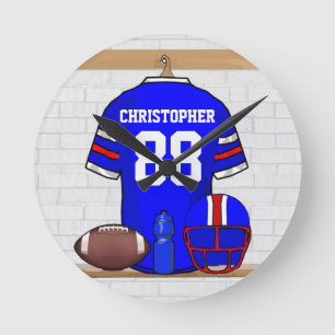 Speciaal Blauw Wit Football Jersey Ronde Klok