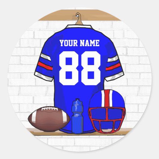 Speciaal Blauw Wit Football Jersey Ronde Sticker (Voorkant)