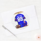 Speciaal Blauw Wit Football Jersey Ronde Sticker (Envelop)