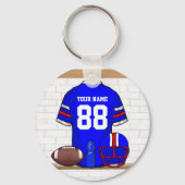 Speciaal Blauw Wit Football Jersey Sleutelhanger (Achterkant)