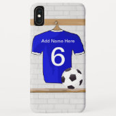 Speciaal Blauw Wit Football Soccer Jersey Case-Mate iPhone Case (Achterkant)