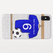 Speciaal Blauw Wit Football Soccer Jersey Case-Mate iPhone Case (Achterkant (horizontaal))