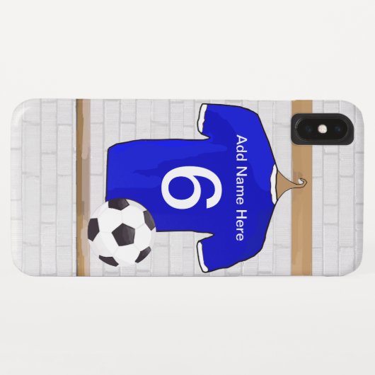 Speciaal Blauw Wit Football Soccer Jersey Case-Mate iPhone Case (Achterkant (horizontaal))
