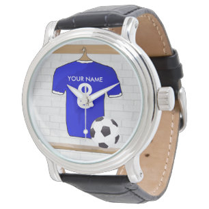 Speciaal Blauw Wit Football Soccer Jersey Horloge
