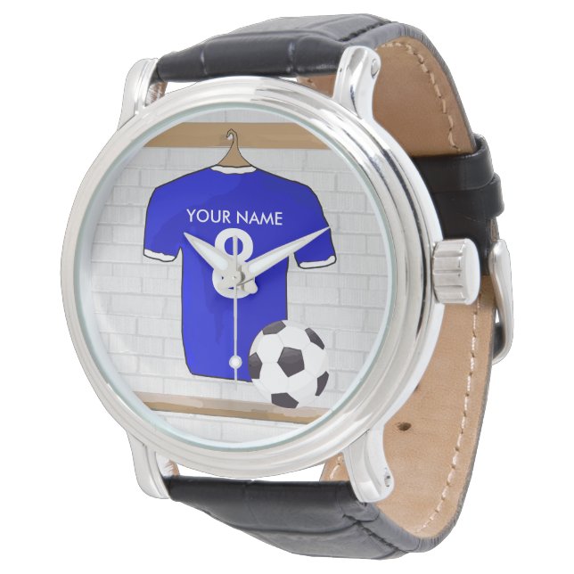 Speciaal Blauw Wit Football Soccer Jersey Horloge (Gekanteld)