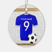 Speciaal Blauw Wit Football Soccer Jersey Keramisch Ornament (Links)