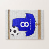 Speciaal Blauw Wit Football Soccer Jersey Legpuzzel (Horizontaal)