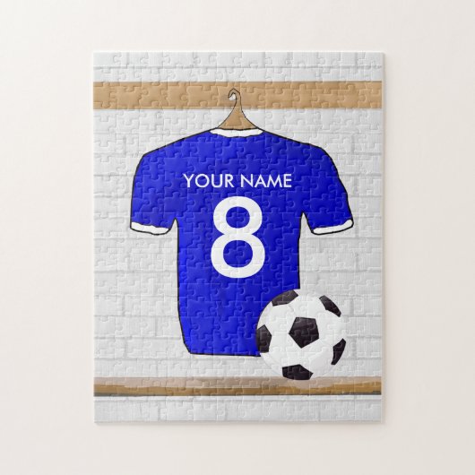 Speciaal Blauw Wit Football Soccer Jersey Legpuzzel (Verticaal)