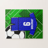 Speciaal Blauw Wit Football Soccer Jersey Legpuzzel (Horizontaal)