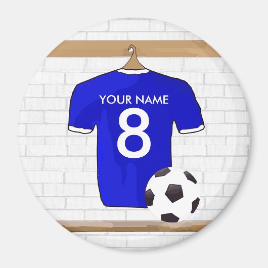 Speciaal Blauw Wit Football Soccer Jersey Magneet (Voorkant)