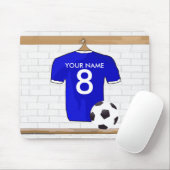 Speciaal Blauw Wit Football Soccer Jersey Muismat (Met muis)
