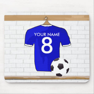 Speciaal Blauw Wit Football Soccer Jersey Muismat