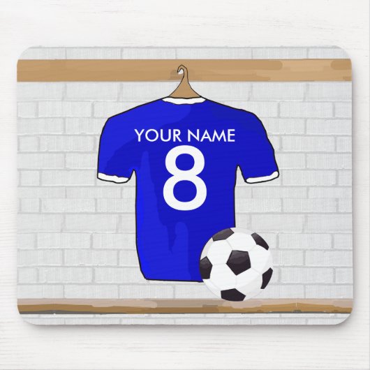 Speciaal Blauw Wit Football Soccer Jersey Muismat (Voorkant)