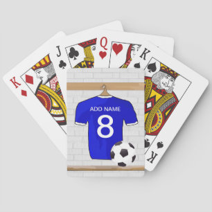 Speciaal Blauw Wit Football Soccer Jersey Pokerkaarten