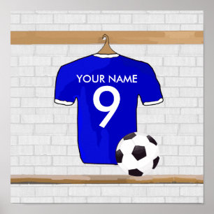 Speciaal Blauw Wit Football Soccer Jersey Poster